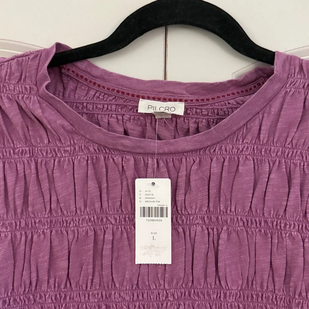 💜Anthropologie Pilcro Long-Sleeve Smocked Top - NWT